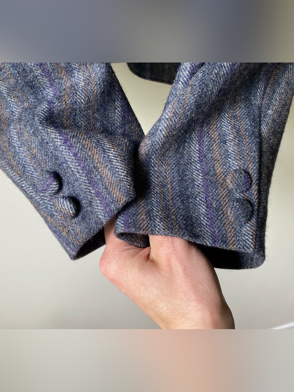 Vintage 100%wool open front striped blazer - Picture 9 of 14